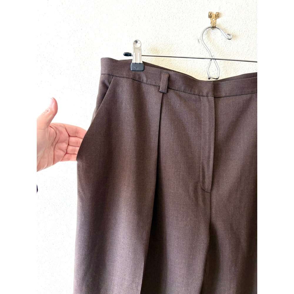 Vintage Jones New York Brown Wool Pleated High Rise Ankle Pants 16 Menswear Chic - Picture 2 of 5